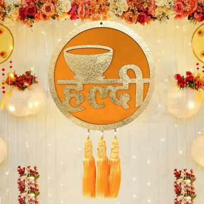 6,12 MDF Backdrop Haldi Board Props Yellow Door Decor Entrance Photo Booth Prep (Pack-2 pcs) (Pack of 2)