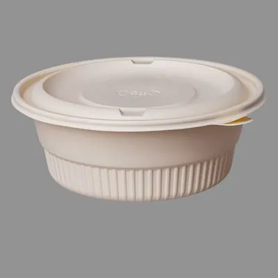 1250 ml Premium Cornstarch Round Meal Container with Lid for Food Takeaway, Servings and Storage (Pack-25 pcs)
