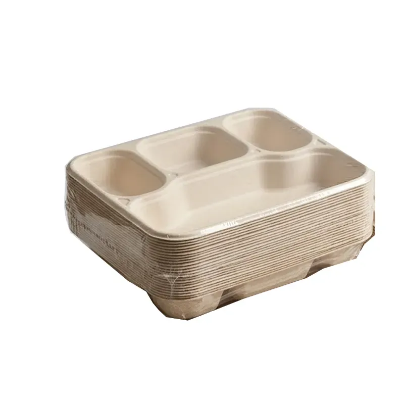 Chuk 4 CP Biodegradable Meal Tray 500pcs, Eco Friendly Food Plate for Parties, Catering & Family Events