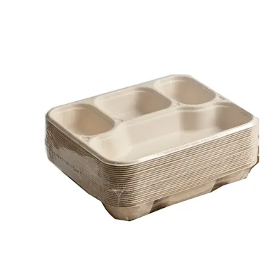Chuk 4 CP Biodegradable Meal Tray 1000pcs, Eco Friendly Food Plate for Parties, Catering & Family Events