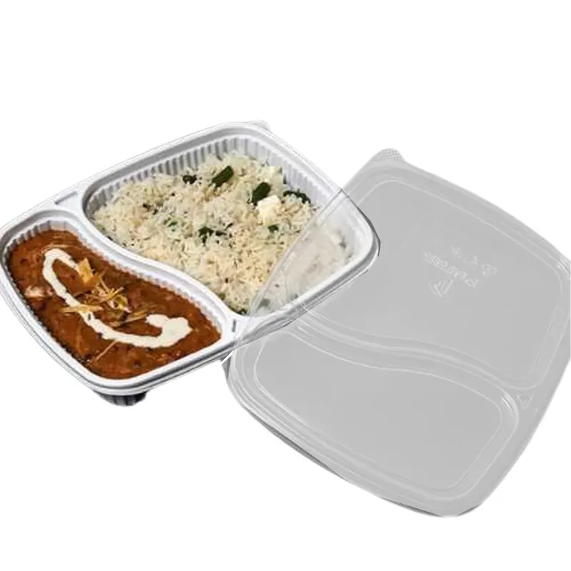 800pcs, PARAS 2 Compartment Mini Platter with Transparent Lid