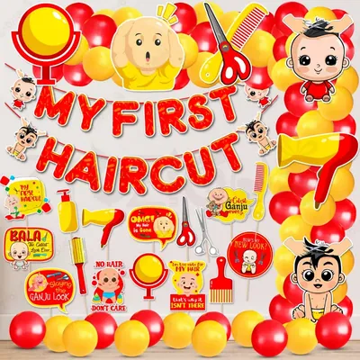 48 Pcs Red & Yellow 1st Haircut Mundan Decoration Kit (Pack Of 3)