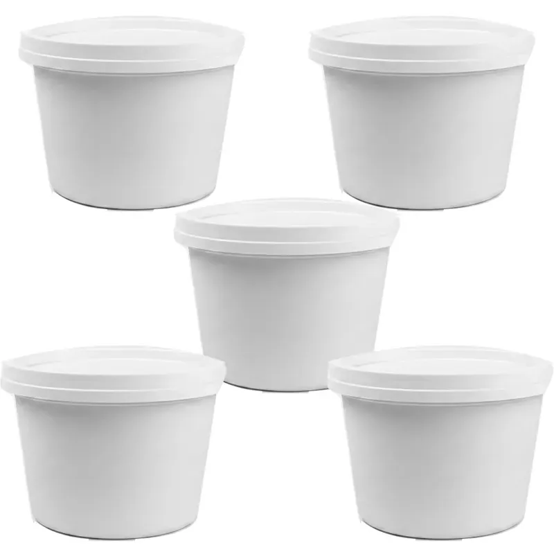 250 ml x 1000pcs White Disposable Paper Tubs with Lid, 270 GSM for Picnic, Travel, Food Truck