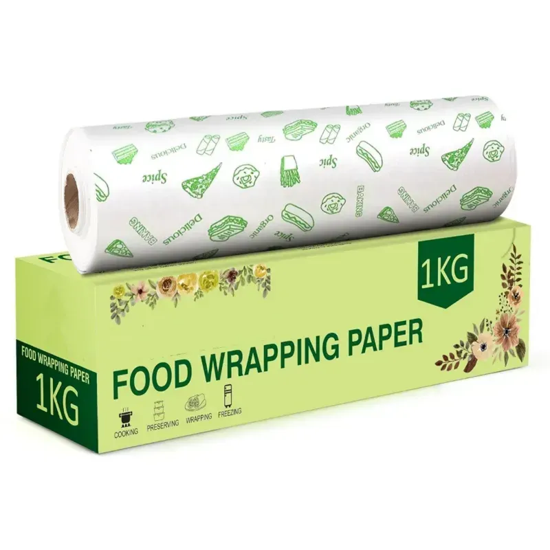 1 kg Gross, 100 m Premium Non Sticky Food Wrapping Paper Roll for Fast Food, Takeaway, Servings