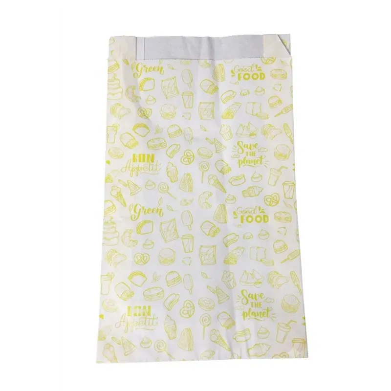Grease Proof Paper Pouch of 40 GSM (12.20 Inchx8.27 Inchx1.97 Inch)for Food Truck Travel Oil Proof Disposable Bag (Pack of 120)