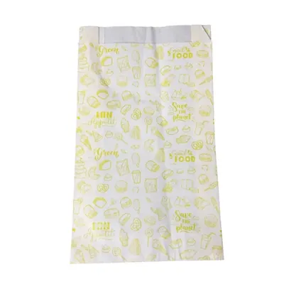 Grease Proof Paper Pouch of 40 GSM (10.63 Inchx6.49 Inchx1.97 Inch) for Food Truck Travel Oil Proof Disposable Bag (Pack of 80)