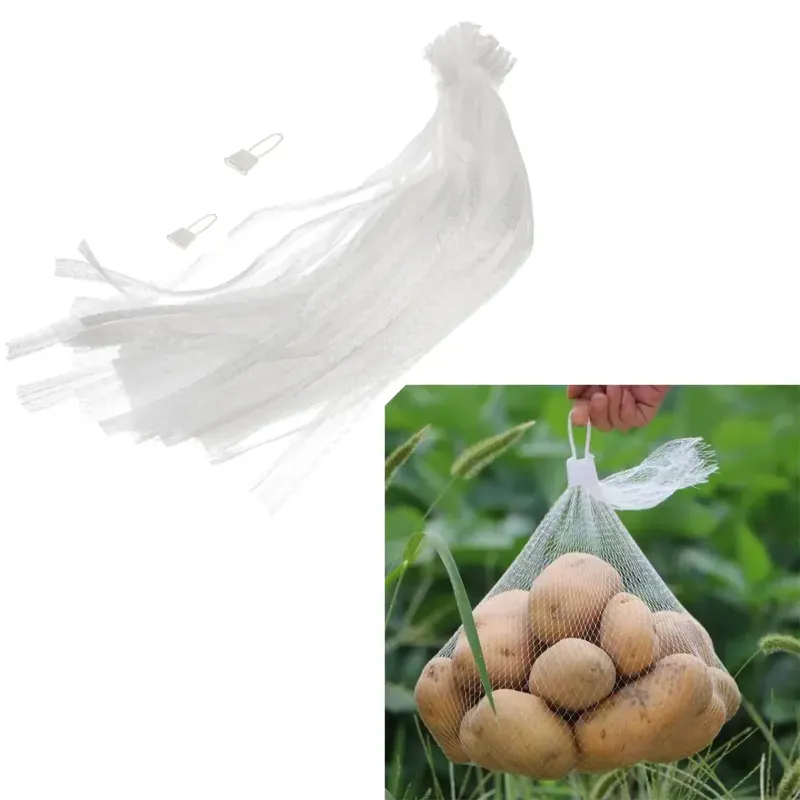 1000 pcs Combo of Packaging Nets and Packaging Clips of White Color (Size-10 Inch)