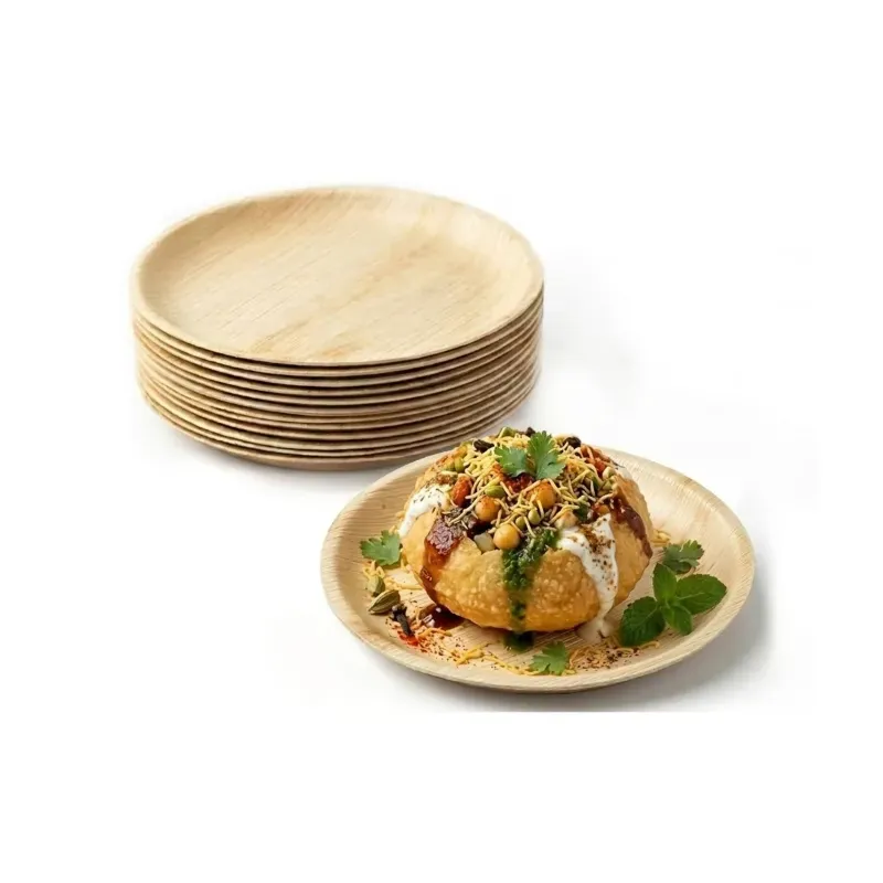 8 Inch Round Areca Palm Leaf Plates, Disposable Dinnerware, Eco-Friendly for Parties, Weddings & Snacks (Pack-50 pcs)