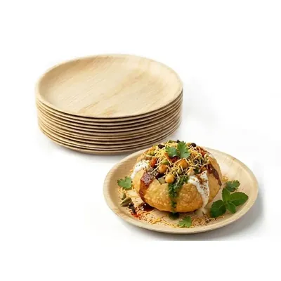 10 Inch Round Areca Palm Leaf Plates, Disposable Dinnerware, Eco-Friendly for Parties, Weddings & Snacks (Pack-50 pcs)