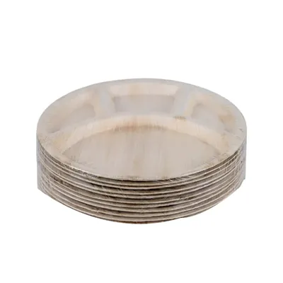 12 Inch Round Areca Palm Leaf 3 Compartment Plates, Disposable Dinnerware, Eco-Friendly for Parties, Weddings & Snacks (Pack-50 pcs)