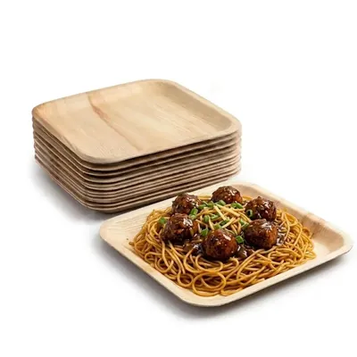 10 Inch Square Areca Palm Leaf Plates, Disposable Dinnerware, Eco-Friendly for Parties, Weddings & Snacks (Pack-50 pcs)