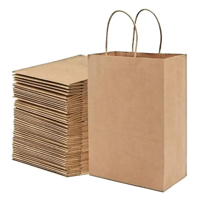(Pack-1000), 80 GSM Disposable Paper Bag of (7 Inchx9 Inchx6 Inch) For Picnic Takeout with Durable Handle