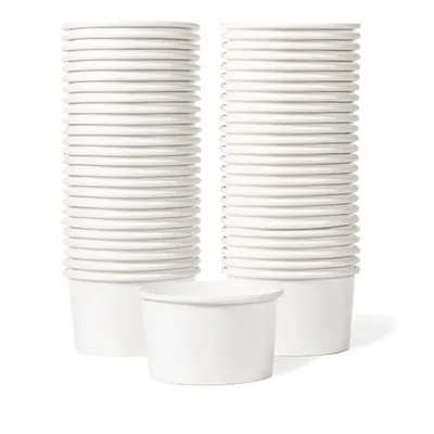 50 ml, White Disposable Bagasse Paper Container with Lid for Picnic, Travel, Food Truck (Pack-50 PCS)