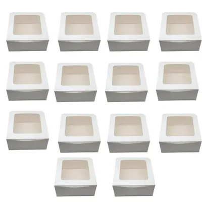 100 Pcs, 8 x 8 x 4 Inch 320 GSM Duplex Cake Box for Cookies, Pastries, Mini Cakes, Donuts, Pie Slices
