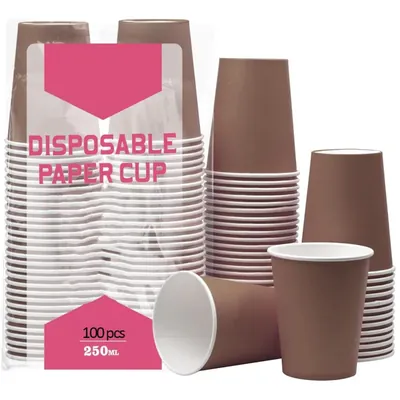 100 pcs 250 ml Paper Cups for Weddings, Birthdays and Holidays