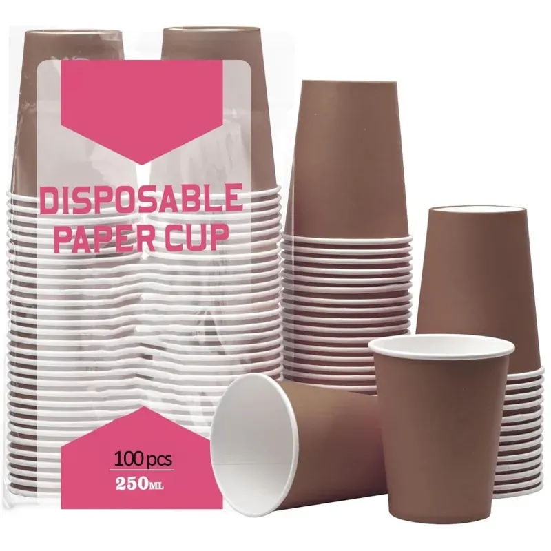 100 pcs 250 ml Paper Cups for Weddings, Birthdays and Holidays
