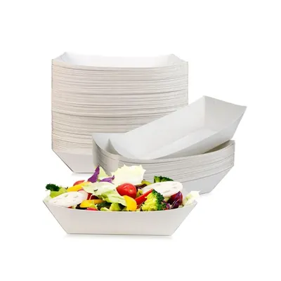 HORECA DISPOSABLE 150 ml (Pack of 100) Paper Food Boat Tray and Disposable Serving Basket for French Fries, Nachos, and Hot Dogs