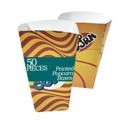 POCHEON Printed Popcorn Tubs, Candy Containers for Birthday, Movie Theatre, Cinema Halls (Pack of 50)
