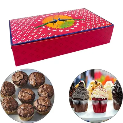 Pastry Boxes for 6 (9 x 5 x 2 Inch) for Gift Giving, Treat, Dessert, Cupcakes, Chocolate, Donuts, Muffins, Pack of 50