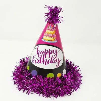Pack of 10 Colourful Happy Birthday Pink Colour Party Themed Frill Birthday Cap for Party (500 Pcs/50 Pack)