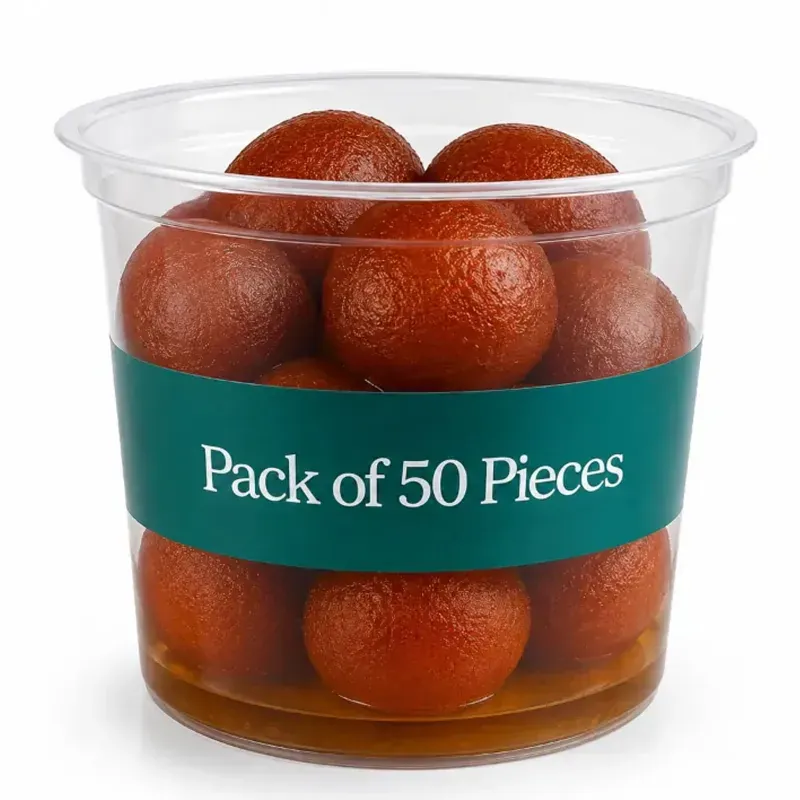 750 ml Transparent Round Plastic Container Without Lid for Rasgulla Packaging (Pack-50 Pcs)