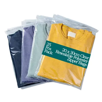 POCHEON ® 20 x 30 cm Clear Resealable Polyester Zipper Bags (Pack-25 pcs)