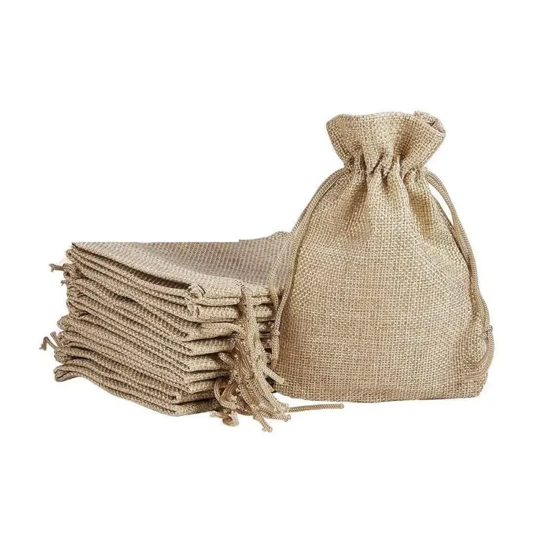 POCHEON Jute Linen Potli Pouches for Weddings, Parties, Festivals, Travel & Storage, Pack of 10 (Size-4 x 6 Inch)