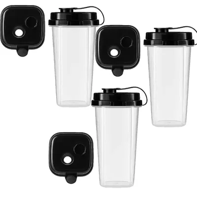 350 ml x 500pcs Clear PP Square Glass with Black Lids, Juice & Beverage Glasses for Iced Coffee, Soda, Smoothies