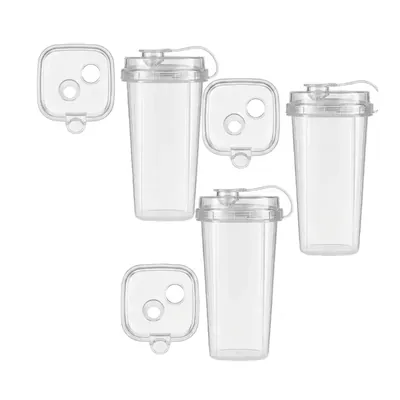 350 ml x 500pcs Clear PP Square Glass with Transparent Lids, Juice & Beverage Glasses for Iced Coffee, Soda, Smoothies