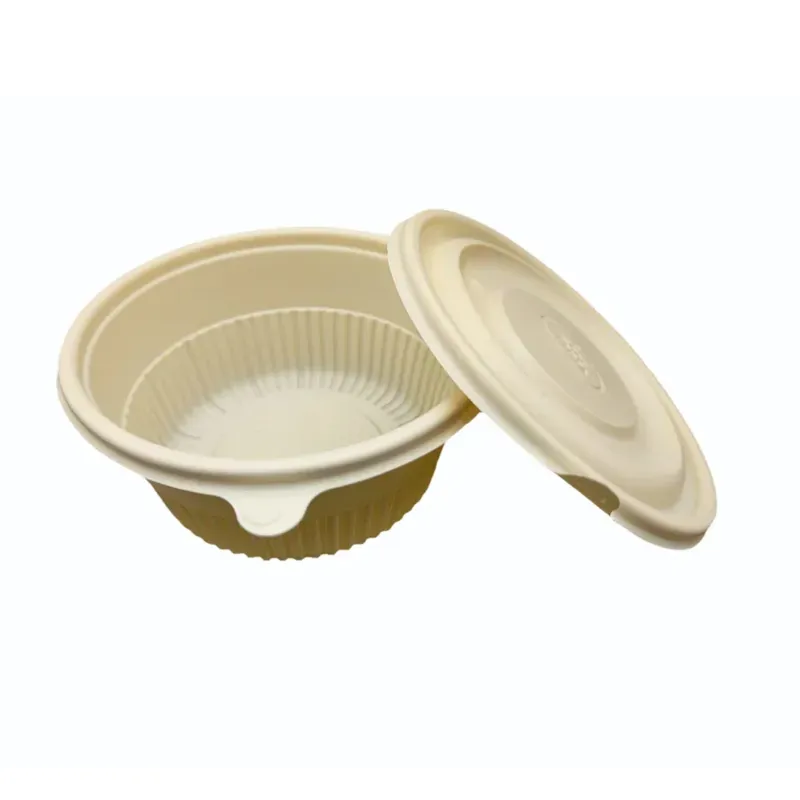 Premium 1500 ml Premium Cornstarch Round Meal Container with Lid for Food Takeaway, Servings and Storage (Pack-25 pcs)