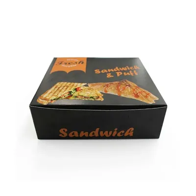 Premium 6 x 6 x 2 Inch Thick Printed Duplex Sandwich Boxes, Takeout Food Containers for Cafes, Delis, and Bakeries (Pack-50 Pcs)