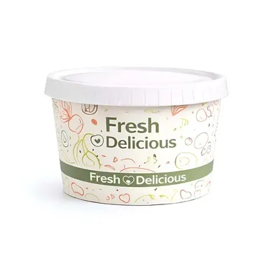 750 ml, Printed Disposable Paper Containers with Lid for Food Packaging and Takeaway (Pack-50 Pcs)