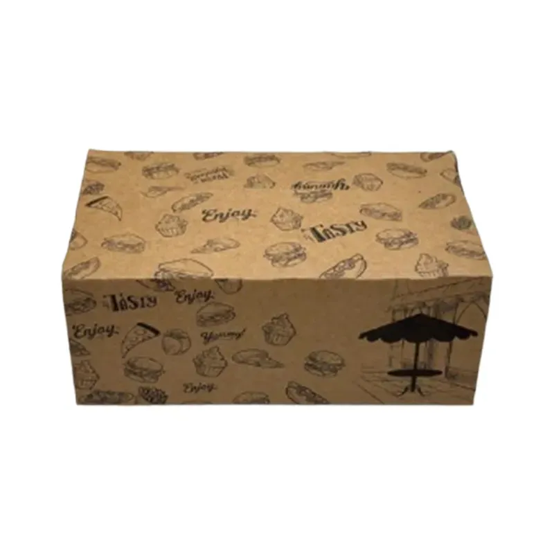 900 Pcs, Printed Kraft Paper Quick Pack Snack Box for Snacks, Burgers, Fries