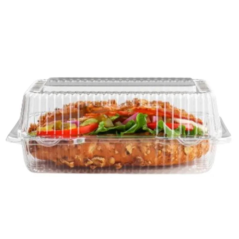900 Pcs, 7 Inch Transparent Rectangular Hinged Bakery Box for Cake, Breads Packaging