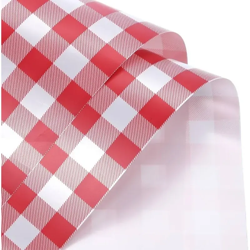 Red Floral Wrap 58 x 58 cm 20 Sheets Waterproof Check Gift Basket Bouquet Bows Included Pack of 2