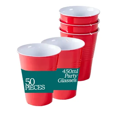 50 Pcs, 450 ml Easy Grip Drinking Party Glasses