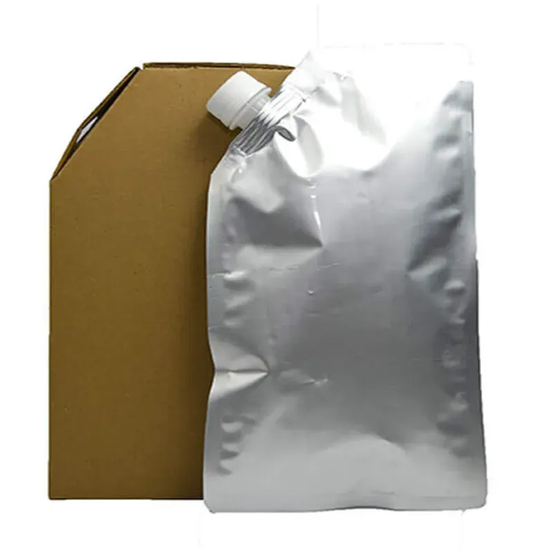 50 Pcs, 500 ml Aluminium Spout Pouch with Cardboard Outer Container for Delivery, Takeaway