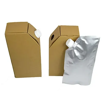 50 Pcs, 1000 ml Aluminium Spout Pouch with Cardboard Outer Container for Delivery, Takeaway