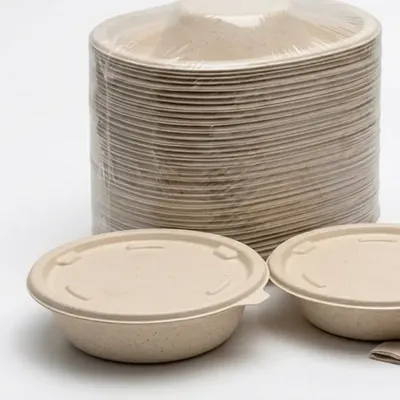 Chuk 1000 ml Biodegradable Delivery Round Container with Lid for Parties, Catering & Family Events (Pack-500 pcs)