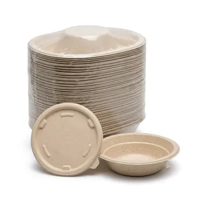 Chuk 500 ml Biodegradable Delivery Round Container with Lid for Parties, Catering & Family Events (Pack-500 pcs)