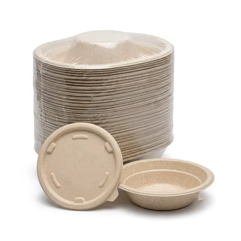 Chuk 500 ml Biodegradable Delivery Round Container with Lid for Parties, Catering & Family Events (Pack-500 pcs)