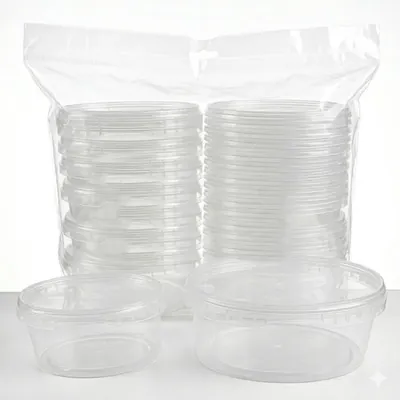 HORECA DISPOSABLE 500 ml, Tamper Proof Oval Transparent Container, Microwave Safe for Meal Prep, Storage, Takeaway & Food Delivery (Pack-50 Pcs)