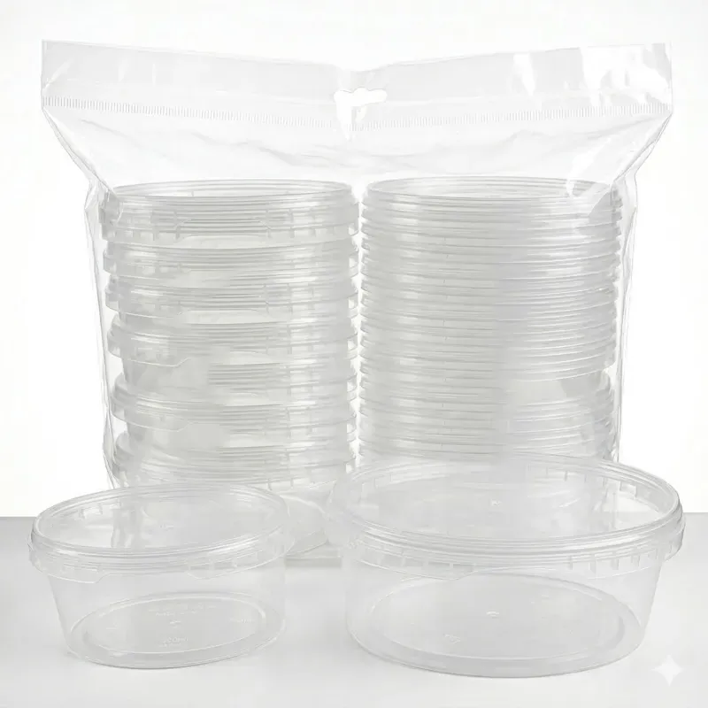 HORECA DISPOSABLE 500 ml, Tamper Proof Oval Transparent Container, Microwave Safe for Meal Prep, Storage, Takeaway & Food Delivery (Pack-50 Pcs)