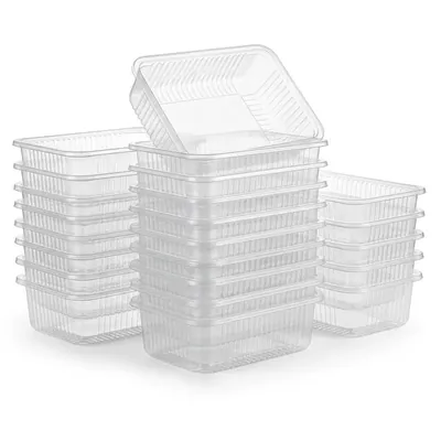 140 x 190 x 25 mm Plastic Transparent Soan-papdi Containers (Pack-25 Pcs)