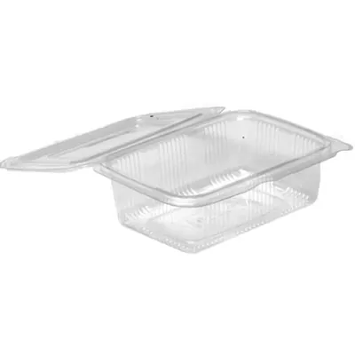 400 Pcs, 1250 ml Transparent Hinged PET Container for Meal, Snacks, Cookies Packaging