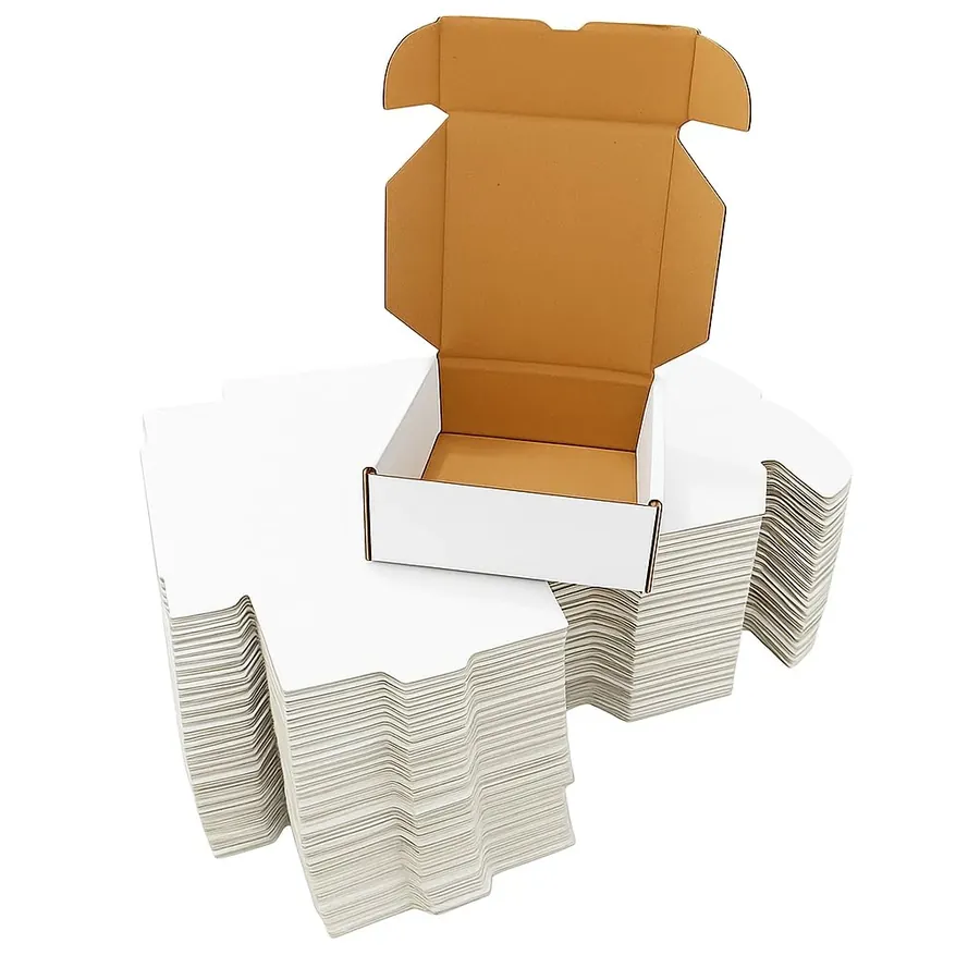 25 Pcs, 4 x 4 x 1.5 White Shipping Small Mailer Boxes, Plain Brown Corrugated Carboard Boxes For Small Business Packaging