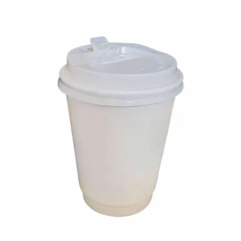 100 Pcs, 360 ml White Double Walled Paper Cup With Lid for Coffee, Tea Servings and Takeaway