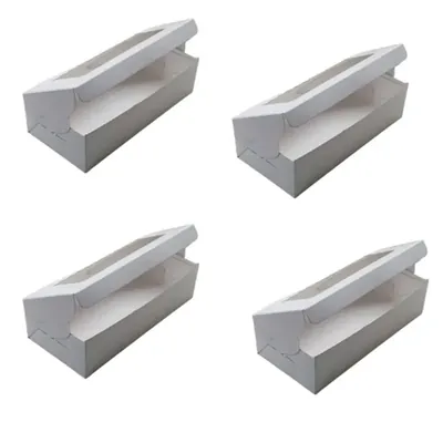 100 Pcs, 6 x 3 x 2 Inch 320 GSM Window Brownie Box for 2 Brownies, Ideal for Twin Brownies, Sliced Cakes, Bakery Takeaway