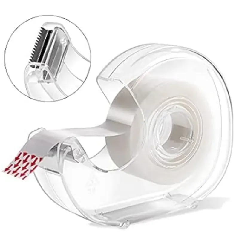 3Pcs, 1 Inch Invisible Tape Dispenser with 18 mm x 33 m Tape Rolls for Clean Product Packaging