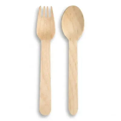 160 mm Eco Wooden Spoon Fork Combo 400 Pcs Disposable Party Cutlery for indoor and outdoor use